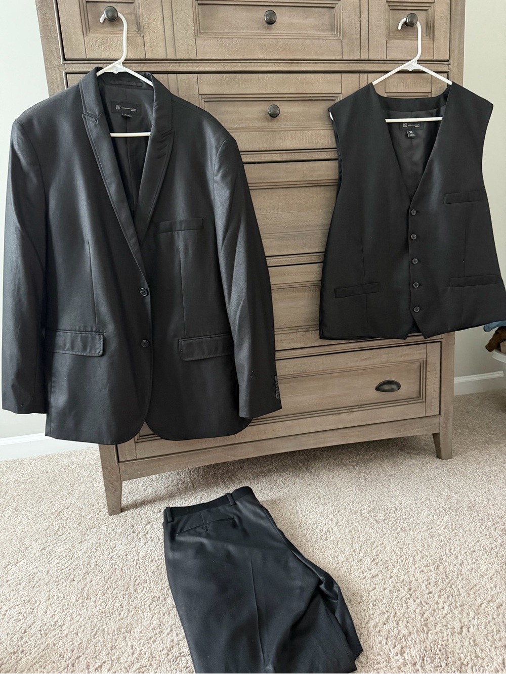 INC International Concepts Black Three-Piece Suit - Jacket, Vest & Pants